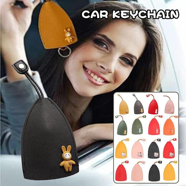 PU Läder Kreativ Utdragbar Söt Stor Kapacitet Bilnyckelfodral, Ca Orange rabbit One-size