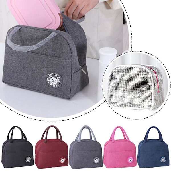 Camping Isolerad Lunchväska Isolerad Bento Väska, Bärbar Lunch Dark gray 1pcs