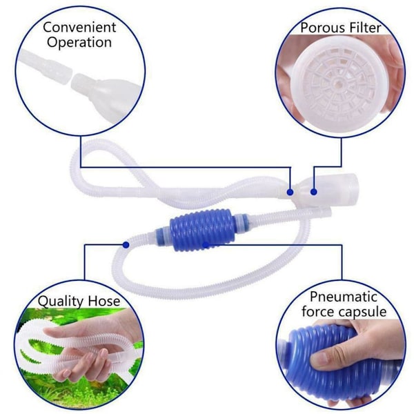 Akvarium Fisk Tank Grus Vakuumrengöring Rengörare Siphon Pump Wa