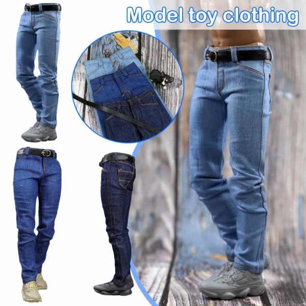 ACNTOYS 1/6 Skala Jeans Byxor Byxor Kläder Passform 12" Man PH TB blue one-size
