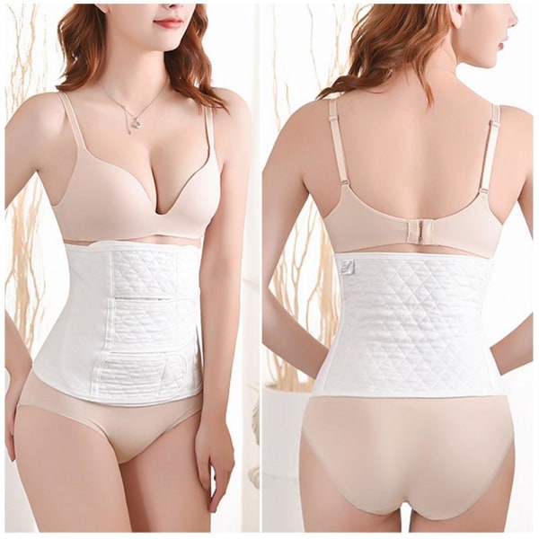 Post C-Section Återhämtning Belly Band Wrap Abdominal Binder Cesarea white L