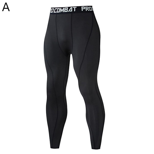 Herr Kompressionsbaslager Sportbyxor Leggings Tights Bottoms black M