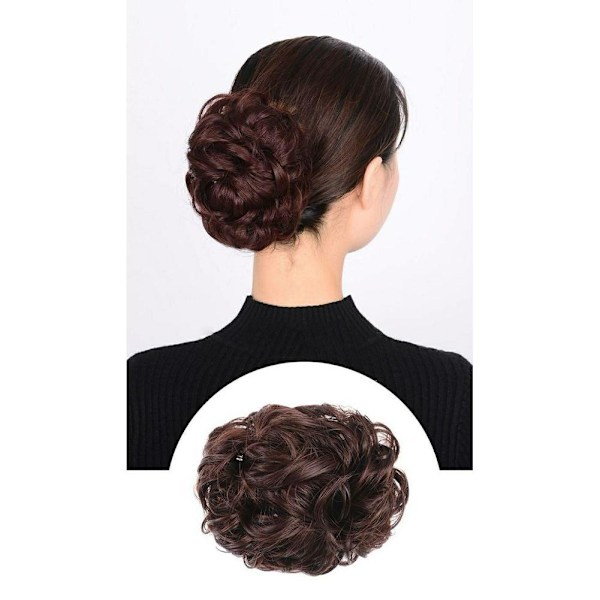 Stor kam flätlockig chignon naturlig rörig bulle uppklämma i hårpaj dark brown 1pcs