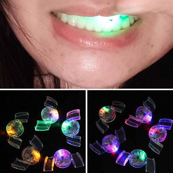 Halloween Självlysande Tandställning, Blinkande LED Ljus Mun Tandställning Bit