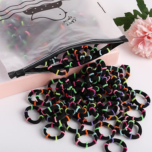 100 st/parti Barn Små Hår Rep Scrunchy Elastisk Flickor Gummi Band Hår Band pure black One-size