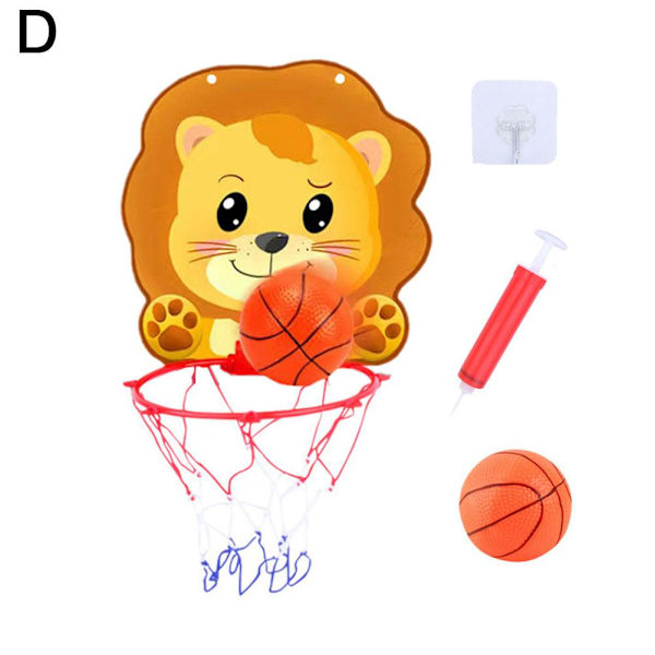 Barn Barn Inomhus Mini Basketkorg Nät Leksak Pump Monterad Vägg new lion 34*30cm