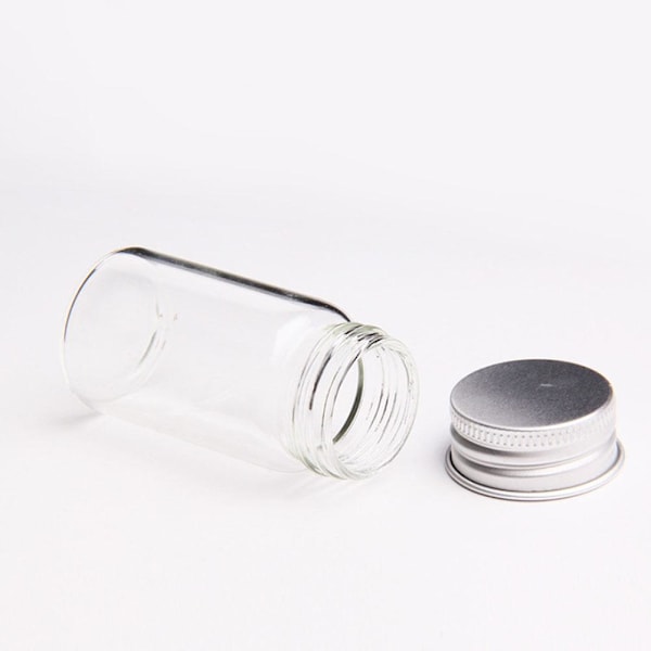 Små glasflaskor med skruvlock i aluminium TransparentA S
