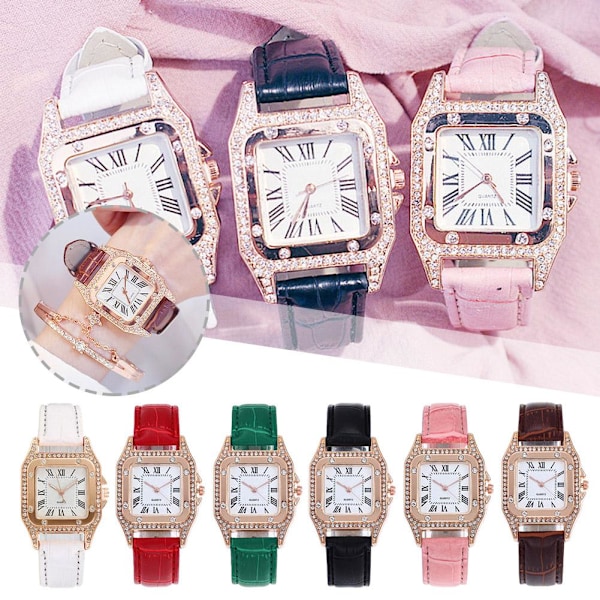 Dam Quartz Klocka Fyrkantig Form Mode Retro Stil Damklocka White One size