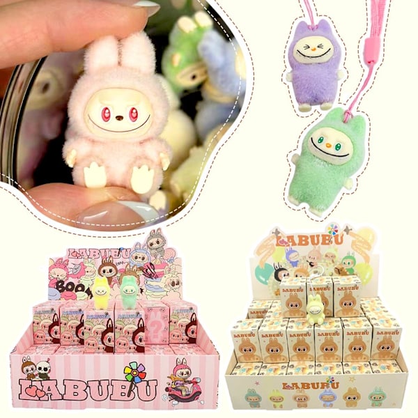 Tecknad Labubu Resin Flocking Docka Blind Box Hänge Söt Bok B First generation 1pcs