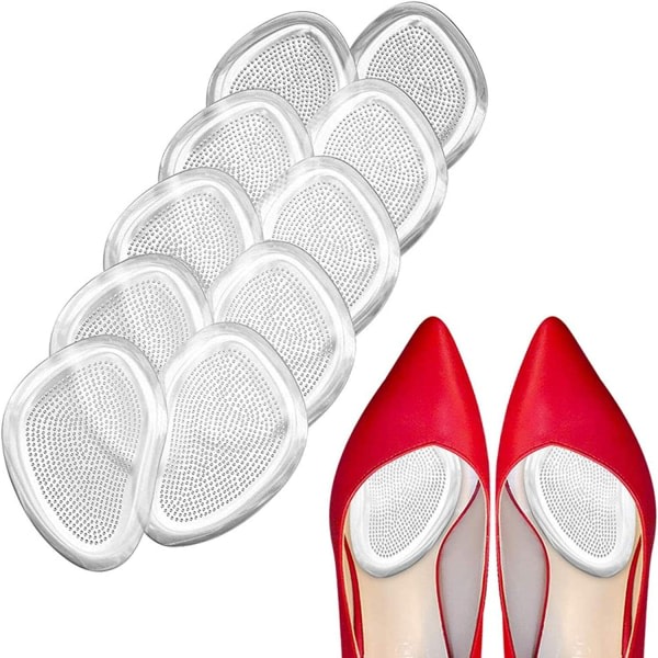 Halkfria gelfotkuddar för kvinnor och män, elastiska innersulor för skor Kuddar för mellanfotsadheridles för skor 5 par