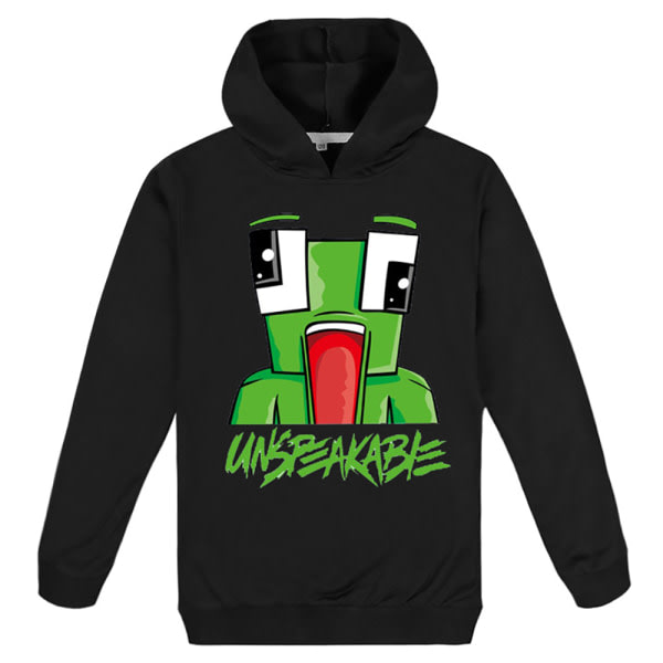 Pojke Flickor Hoody Sweatshirt Barn OFÖRSÄKLIG tröja Black 160cm