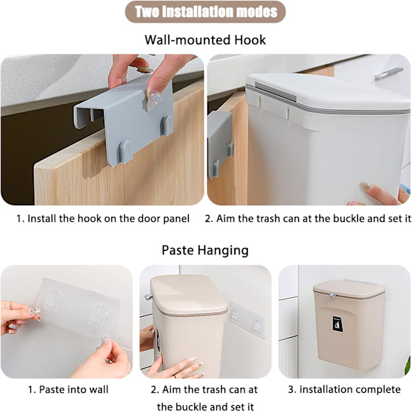 Hängande skjutlock soptunna, skåp soptunna, multi-purpose kök soptunna