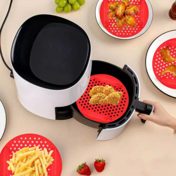 Återanvändbara Air Fryer Liners Non-Stick Silikon Pad Mat Korg red L