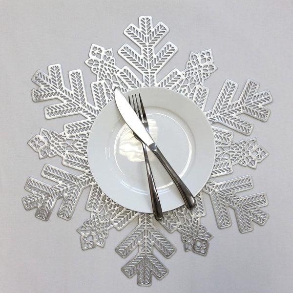 15" metalliska bordstabletter Hollow Out Design, 6 st, Snowflake Silver