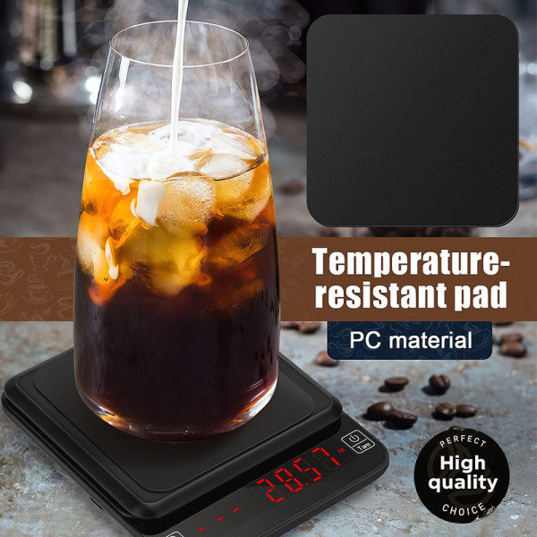 Kaffevåg med timer, 3 kg/0,001 g kaffe digitalvåg USB laddning elektrisk köksvåg