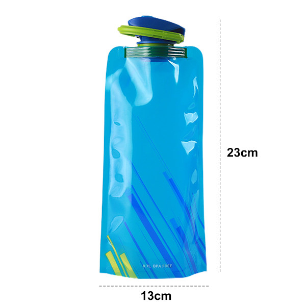700 ml hopfällbar vattenflaska 3-delad set, flygande flexibel hopfällbar flexibel återanvändbar vattenflaska