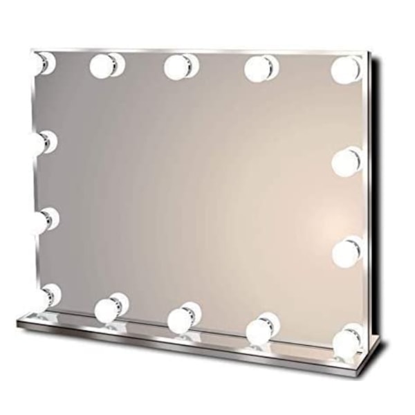LED-spegelskåp med 12 lampor och 3 färger vitt, smart touch-kontroll, aluminiumram, 360° tippbar