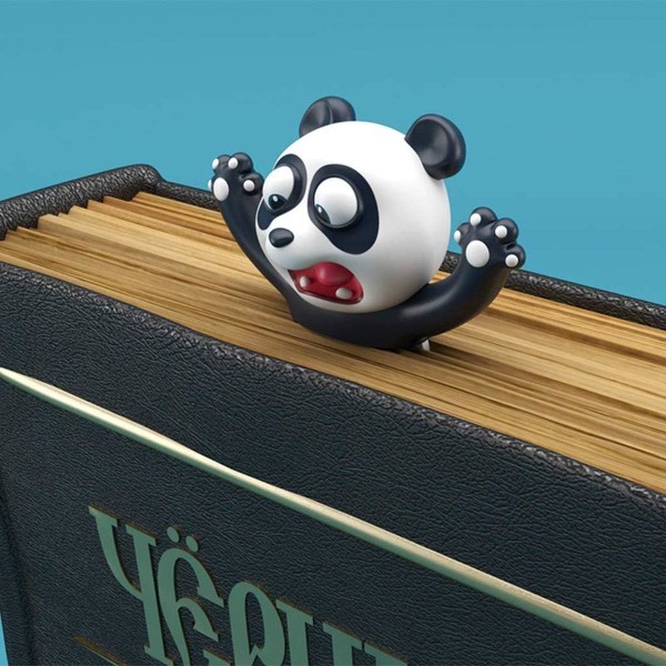 3D Stereo tecknad söta djur bokmärken för studenter Barn Stor present (Panda)
