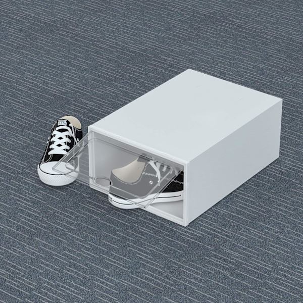 Kan stapla 12 stycken skokartonger, transparent förvaringslåda med lock för kvinnor/män (33x23x14cm)