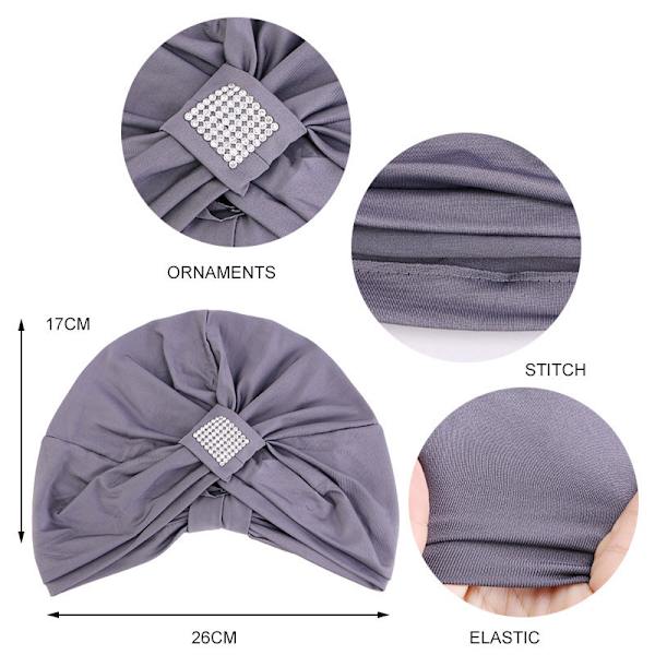 Trä daier stretch turban cap hot drill etnisk cap (6 färger)
