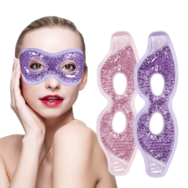2-pack gel ögonmasker Återanvändbara varm och kall kompressionsförpackning ögonvård, lila och rosa