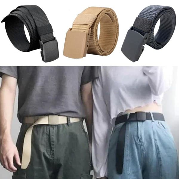 Nylon Herr Elastiska Nylon Taktiska Bälten För Jeans Byxor Rak grå one-size