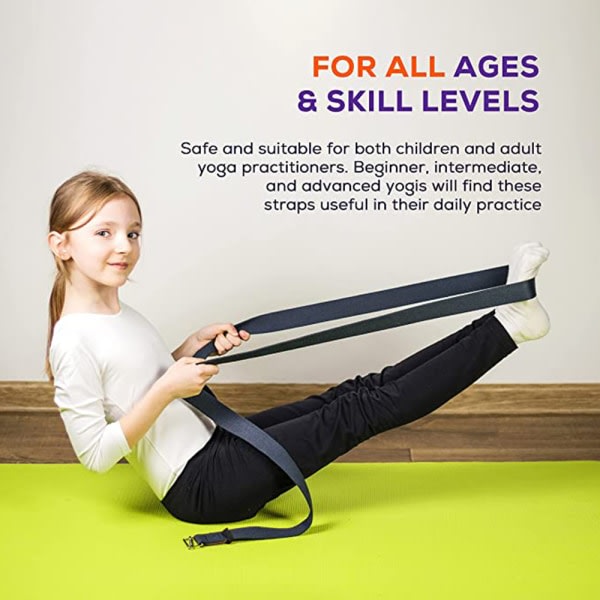 Yoga Strap - Stretching loopar för träning, träning, förbättring 1,83m Svart