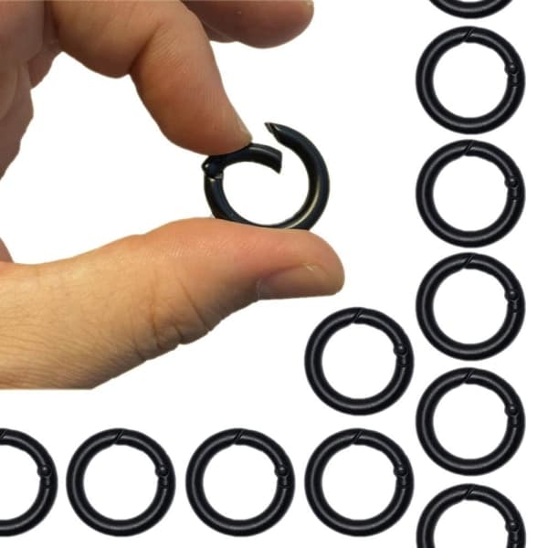 15-pack Karbinhake Rund Nyckelring Svart Svart