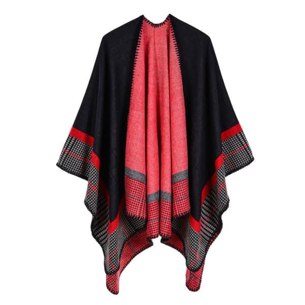 Kashmir Poncho Sjal Wrap med öppen front lång tröja kappa