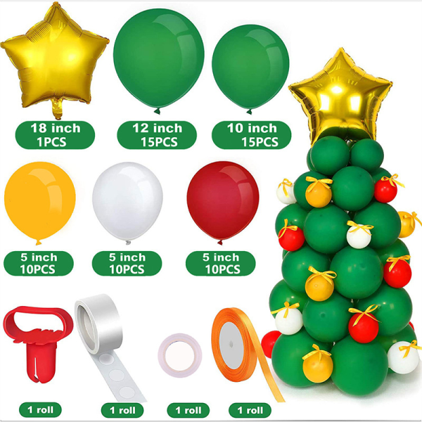 1 set Grön julgransballongkombination Jul lat