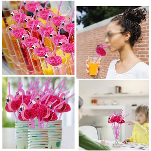 50-pack Flamingosugrör Böjbara cocktailsugrör Flamingohalmdekorationer, ros