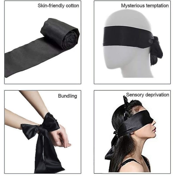 Satin Eye Mask Sömnmask, Soft Smooth Blindfold, 57 In Long Justerbar
