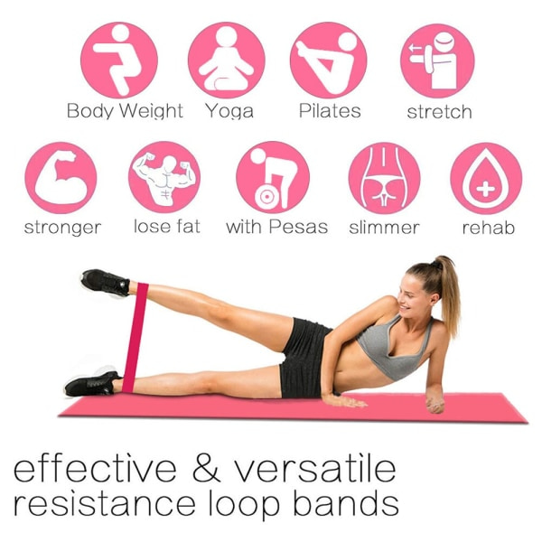 Fitness Elastiska band Motståndsband Träningsgym Styrketräning Träningsutrustning Rosa