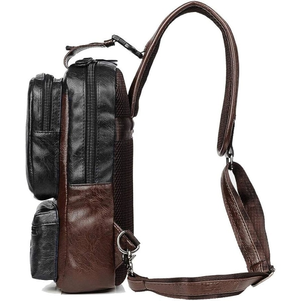 Sling Crossbody Bag Axelväska Herr och Dam Retro PU Läder Sling Ryggsäck Cykel, Mode
