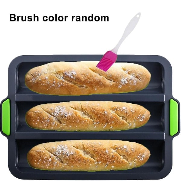 Baguetteplåt för 3 baguetter, 34x24x6cm - non-stick silikon