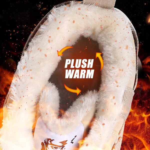 Snöskor för män varma snörskor plyschiga vinterstövlar päls herrsneakers beige storlek: 43=26,5 cm