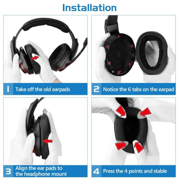 Öronkuddar för Sennheiser GSP 600/500 Svart 1 Par