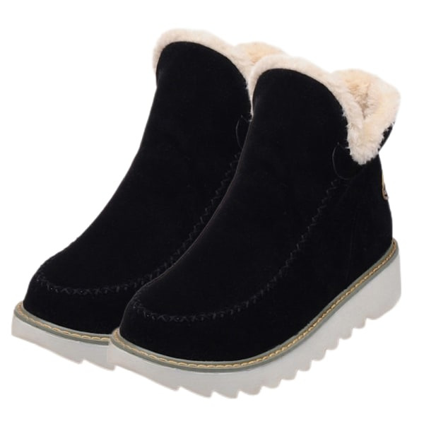 Dam Mid Top Snow Boots Plyschfoder Vintervarma skor Svart 42