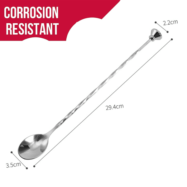2-pack barskedar, 12-tums rostfritt stål cocktailomrörningsskedar med visp