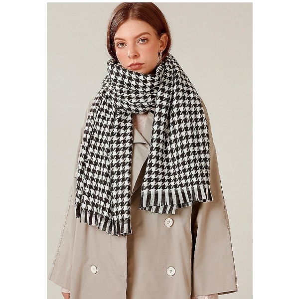 Houndstooth street style kvinnors kashmirsjal med geometrisk form och lång printed halsduk