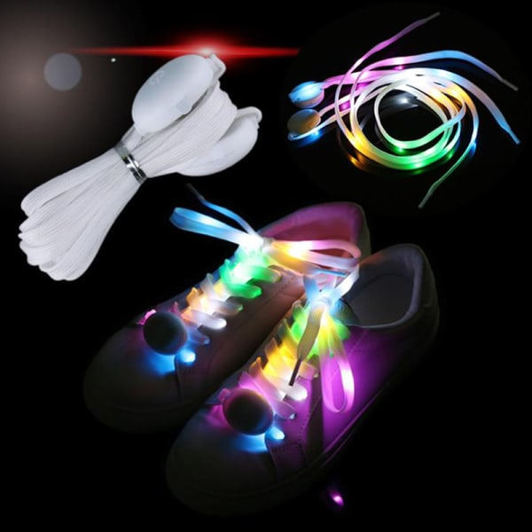 LED skosnören Flash Light Up Colors Glow Blinkande bomullssko Blue