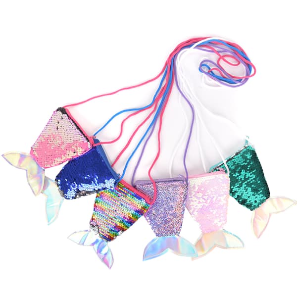 Mermaid Tail Paljetter Myntväska Flickor Plånbok Väskor Pengahållare Purple