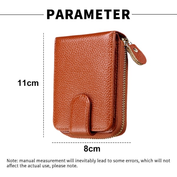 Korthållare plånbok för kvinnor / män, litet läder blixtlåskort brown