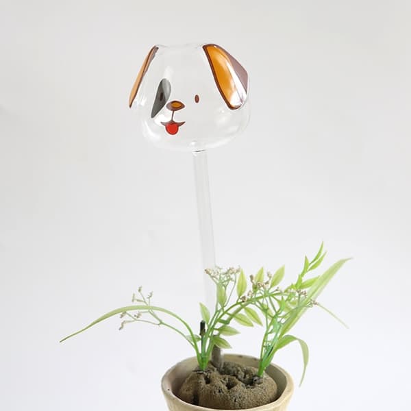 Glas Tecknad Hund Blomma Vattning Device Grön Waterer