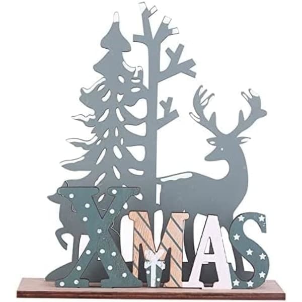 Juldekorationer trä älg och träd siluett