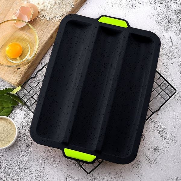 Baguetteplåt för 3 baguetter, 34x24x6cm - non-stick silikon
