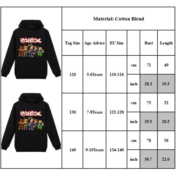 Barn Roblox Hoodies Sweatshirt Casual Pullover Julklapp 120cm