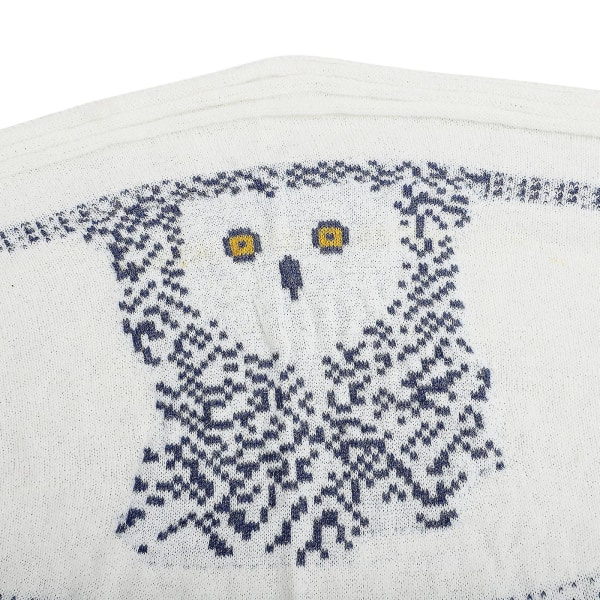 Owl Scarf Sjal, Uggla stickade halsdukar, Halsdukar för kvinnor Vit vändbart print