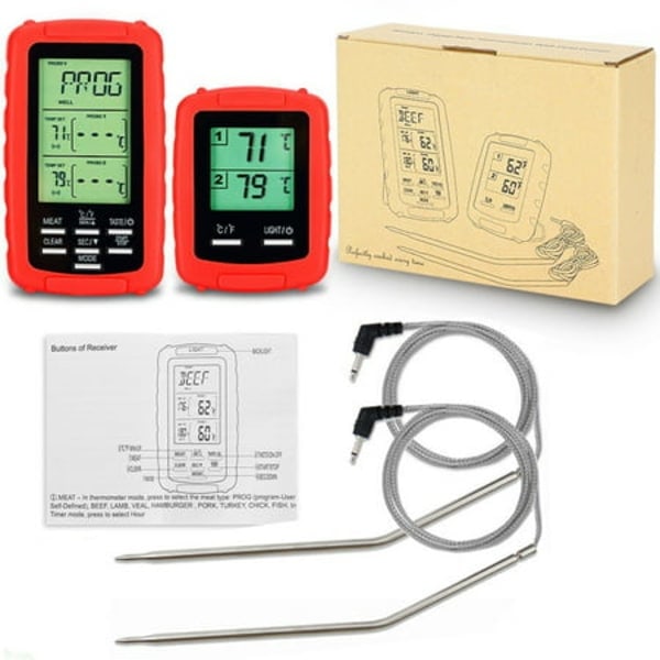 Trådlös kötttermometer Matgrilltermometer red