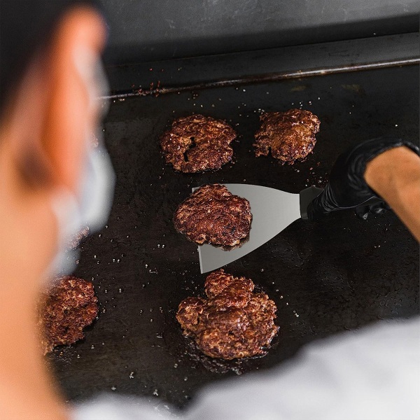 Rostfritt stål skrapa verktyg målarskrapa trähandtag grill teppanyaki kött